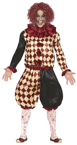 FIESTAS GUIRCA Horror Clown - Harlekin Narr Outfit Kostüm Erwachsene Herren Größe M 48-50 von FIESTAS GUIRCA