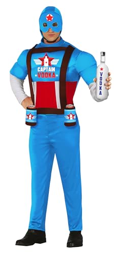 FIESTAS GUIRCA | Captain Vodka Kostüm (48-50/M) – T-Shirt, Kapuze, Gürtel, Hose und Dosenhalter – Superhelden und Schurken für Junggesellenabschiede, Karneval und Partys – Herren – Blau und Rot. FIESTAS GUIRCA | Captain Vodka Kostüm (48-50/M) – T-Shirt, Kapuze, Gürtel, Hose und Dosenhalter – Superhelden und Schurken für Junggesellenabschiede, Karneval und Partys – Herren – Blau und Rot. von FIESTAS GUIRCA