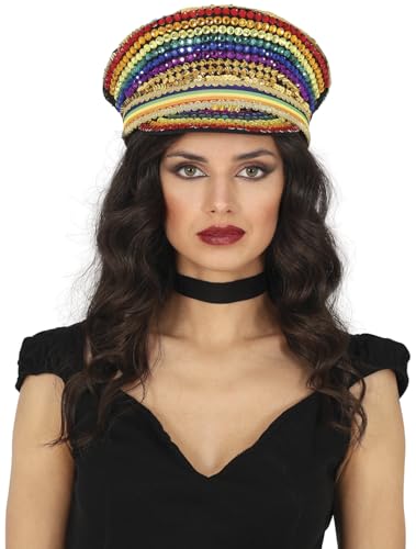 FIESTAS GUIRCA | Kapitänsmütze mit bunten Juwelen - Kostümzubehör für Pride-Partys und Feiern - Ideal für Erwachsene Unisex - Partyhut für Karneval - Multicolor von FIESTAS GUIRCA