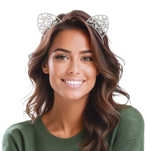 FIESTAS GUIRCA | Katzen Haarreif aus Metall (Einheitsgröße) - Zubehör für Katzen- und Tierkostüme - Ideal für Kostümpartys, Halloween und Karneval - Damen - Silber von FIESTAS GUIRCA