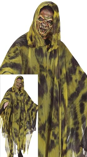 FIESTAS GUIRCA Killer Gespenst Halloween Kostüm Herren – Sensenmann Geist Tunika mit Kapuze, Gelb – Kostüm Herren Halloween L 52-54 von FIESTAS GUIRCA
