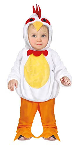 FIESTAS GUIRCA Baby Küken Kostüm – Gelb weißer Overall mit Kapuze – Hahn Tierkostüm für Babys von 12-18 Monaten von FIESTAS GUIRCA