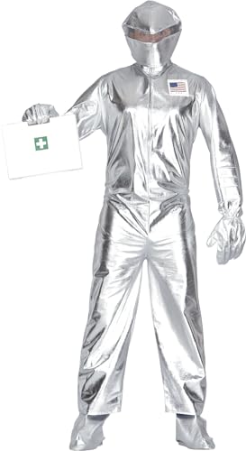 FIESTAS GUIRCA Komplettes Silbernes Astronauten Kostüm Erwachsene – Inkl. Astronauten Anzug, Handschuhe, Schuhüberzieher u. Astronauten Helm Erwachsene – Astronauten Kostüm Herren Größe M 48-50 von FIESTAS GUIRCA