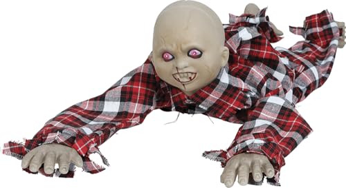 FIESTAS GUIRCA | Kriechender Zombie Junge mit Licht, Ton und Bewegung (90 cm) - Halloween Dekoration für Partys und Gruselfeiern - Ideal für gruselige Umgebungen und Zombies - Mehrfarbig von FIESTAS GUIRCA
