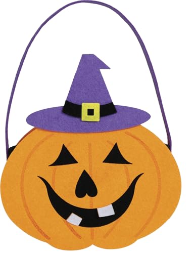 FIESTAS GUIRCA | Kürbis Filzkorb (16x18 cm) - Eimer für Halloween Süßigkeiten und Dekoration - Ideales Zubehör für Partys und Feiern - Ideal für Erwachsene und Kinder - Orange von FIESTAS GUIRCA