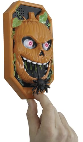 FIESTAS GUIRCA | Kürbis Türklingel mit Licht, Sound Bewegung (20x11 cm) - Gruselige Dekoration für Halloween und Horrorpartys - Kreative Halloween Deko von FIESTAS GUIRCA