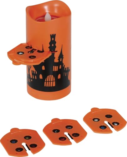 FIESTAS GUIRCA | LED Kerzenprojektor (16 cm) - Beleuchtung und Effekte für Halloween und Partys - Ideal für gruselige Atmosphären und Feiern - Orange und Schwarz von FIESTAS GUIRCA