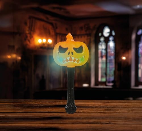 FIESTAS GUIRCA | LED Kürbis Zauberstab (22 cm) - Halloween Dekoration und Skelettpartys - Ideal für Halloween und Themenfeiern - Leuchtendes Spielzeug - Orange und Schwarz von FIESTAS GUIRCA