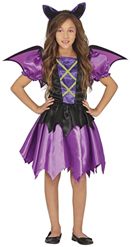 FIESTAS GUIRCA Lila Fledermaus Mädchen Kostüm – Beinhaltet Fledermaus Haarreif, Kleid und Flügel – Halloween Kinder Kostüm für Mädchen von 5-6 Jahren von FIESTAS GUIRCA