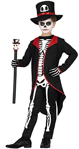 Fiestas GUiRCA Lord Skelett Kostüm – Elegantes Skelett Kostüm mit schwarzem Zylinder Hut – Halloween Kinder Kostüm für Jungen von 5-6 Jahren von Fiestas GUiRCA