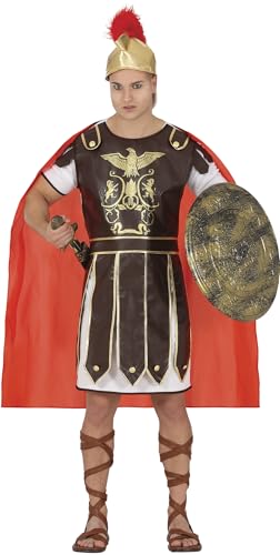 Fiestas Guirca Mächtiger Gladiator Kostüm Herren - Größe M 48 – 50 - Römer Kostüm Herren inkl. Römer Helm mit Helmbusch, Römer Tunika Herren- Römischer Krieger Kostüm Karneval, Fasching, Halloween von FIESTAS GUIRCA