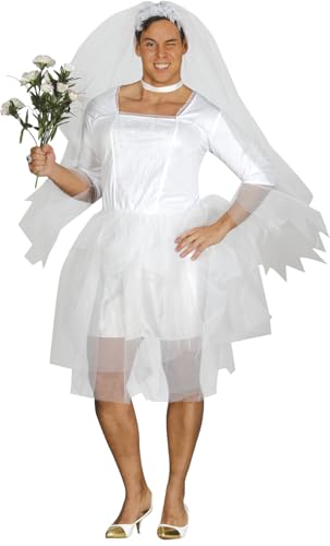 Fiestas GUiRCA Männliche Braut JGA Kostüm für starke Männer - Brautkleid Junggesellenabschied Kostüm Männer Gr. L 52–54 - Lustiges Karneval Kostüm von Fiestas GUiRCA