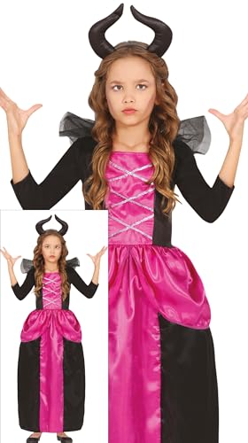 FIESTAS GUIRCA Magische Feen Königin Halloween Kostüm Kinder – Lila Fee Kostüm mit Teufelshörner Haarreif u. Langem Kleid – Kostüm Kinder Halloween Mädchen 7-9 Jahre von FIESTAS GUIRCA