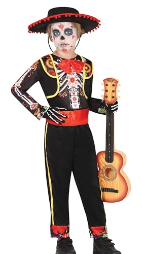 FIESTAS GUIRCA Mariachi Skelett Halloween Kostüm Kinder – Mexikanisches Tag der Toten Kostüm – Día De Los Muertos Halloween-Kostüm Junge 10-12 Jahre von FIESTAS GUIRCA