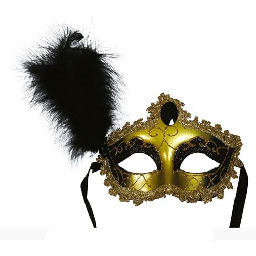 FIESTAS GUIRCA - Maske Venezianischer Wolf, Barock, Feder, Gold, Schwarz, Erwachsene – Kostüm-Zubehör – Cosplay für – Thema: FIESTAS GUIRCA - Maske Venezianischer Wolf, Barock, Feder, Gold, Schwarz, Erwachsene – Kostüm-Zubehör – Cosplay für – Thema: von FIESTAS GUIRCA