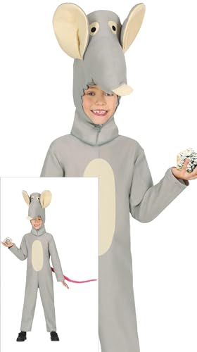 FIESTAS GUIRCA Maus Faschings Kostüm Kinder Jungen – Grauer Maus Overall – Tierkostüm Karneval Kinder Kostüm Jungen 7-9 Jahre von FIESTAS GUIRCA