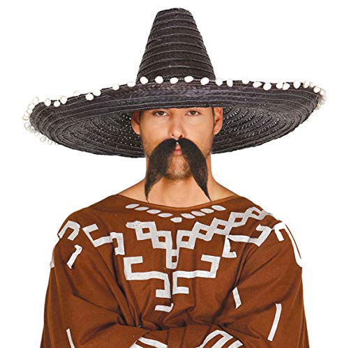 FIESTAS GUIRCA | Schwarzer XXL Sombrero mit Bommeln (60 cm) für Fiesta, Sonne & gute Laune - Riesen Mexikanischer Strohhut Schwarz – Partyzubehör Sommerpartys, Fasching, Karneval – Erwachsene Unisex von FIESTAS GUIRCA