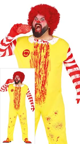FIESTAS GUIRCA Mister McKiller Halloween Kostüm Herren – Gelber Killer Clown Kostüm – Blutiges Kostüm Herren Halloween 52 – 54 (L) von FIESTAS GUIRCA