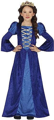 FIESTAS GUIRCA Mittelalterliche Königin Karneval Kostüm Mädchen – Blaues Prinzessinnen Kleid Mädchen – Prinzessin Fasching Karneval Kostüm Kinder Mädchen 7-9 Jahre von FIESTAS GUIRCA