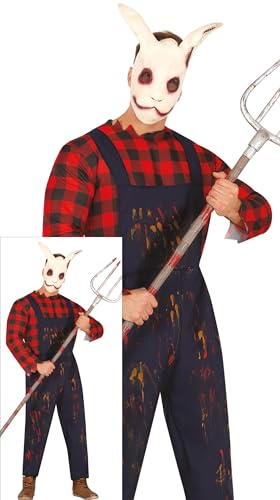 FIESTAS GUIRCA Mörderischer Bauer Halloween Kostüm Herren – Amerikanischer Killer Horror Kostüm Herren Halloween M 48-50 von FIESTAS GUIRCA