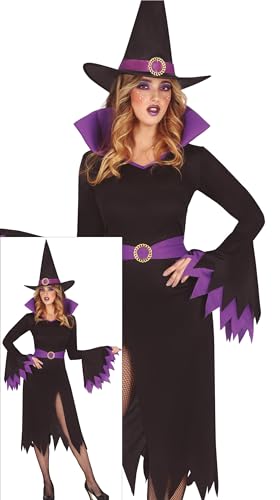 FIESTAS GUIRCA Mystische Hexe Halloween Kostüm Damen – Hexenhut in Lila u. Schwarz, Kleid mit Beinschlitz und Gürtel – Halloween Kostüm Dame L 40-42 FIESTAS GUIRCA Mystische Hexe Halloween Kostüm Damen – Hexenhut in Lila u. Schwarz, Kleid mit Beinschlitz und Gürtel – Halloween Kostüm Dame L 40-42 von FIESTAS GUIRCA