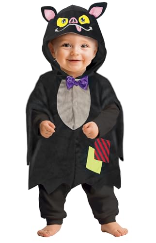FIESTAS GUIRCA | Niedliche Fledermaus Kleinkinder Kostüm Halloween (18-24 Monate) - Fledermaus Poncho mit Kapuze - Karneval Fasching Halloween Baby Kostüm Jungen oder Mädchen für Kleinkinder - Schwarz von FIESTAS GUIRCA