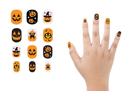 FIESTAS GUIRCA | Niedliche Selbstklebende Kürbis Fingernägel für Kinder - Set 12 Nägel mit Kleber - Künstliche Nägel mit Halloween Design für Kinder in Orange und Schwarz FIESTAS GUIRCA | Niedliche Selbstklebende Kürbis Fingernägel für Kinder - Set 12 Nägel mit Kleber - Künstliche Nägel mit Halloween Design für Kinder in Orange und Schwarz von FIESTAS GUIRCA