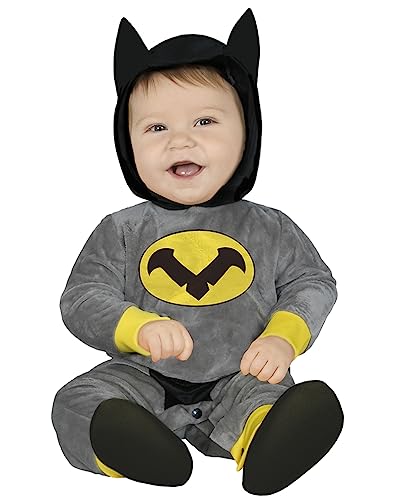 FIESTAS GUIRCA | Night Hero Kostüm für Kinder (2-3 Jahre) - Kapuze und Overall - Superhelden- und Bösewicht Kostüme, Fledermaus für Halloween und Kostümpartys - Ideal für Kinder - Grau und Gelb von FIESTAS GUIRCA