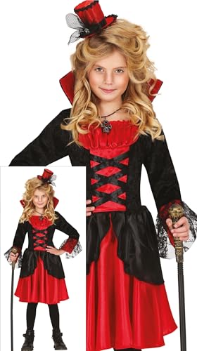FIESTAS GUIRCA Noble Vampirin Halloween Kostüm Kinder – Elegantes rot schwarzes Vampir Kleid – Vampir Kostüm Kinder Halloween Mädchen 3-4 Jahre von FIESTAS GUIRCA
