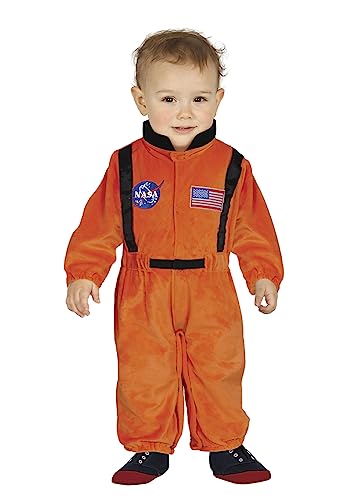 Fiestas GUiRCA Offizieller NASA Astronaut Baby Kostüm Karneval Fasching – Oranger Astronautenanzug Astronaut Kostüm Baby – Raumfahrer Karneval Kostüm Baby Junge 12-18 Monate von Fiestas GUiRCA