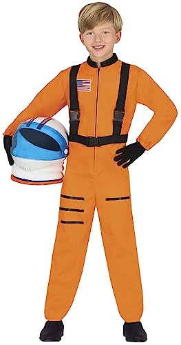FIESTAS GUIRCA Orangefarbenes Astronaut Kostüm Kinder für Jungen & Mädchen – Kinder Kostüm Astronaut für Karneval o. Fasching 7-9 Jahre von FIESTAS GUIRCA