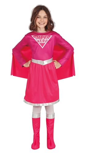 FIESTAS GUIRCA Pinkes Super Mädchen Kostüm – Superheldin Kleid, Umhang und Stiefelüberzieher für Mädchen von 5-6 Jahren von FIESTAS GUIRCA