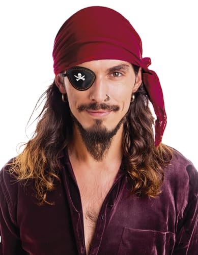 FIESTAS GUIRCA | Piraten Kopftuch aus Samt Dunkelrot (Einheitsgröße) - Textilzubehör für Korsar- und Piratenkostüme - Ideal für Piratenpartys, Halloween und Karneval - Dunkelrot von FIESTAS GUIRCA
