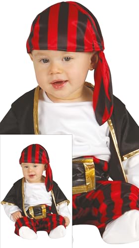 FIESTAS GUIRCA | Baby Pirat Kostüm (12-18 Monate) - T-Shirt, Weste, Gürtel, Hose und Tuch - Piraten- und Freibeuter Kostüme für Halloween, Karneval und Kostümpartys - Ideal für Babys - Schwarz und Rot FIESTAS GUIRCA | Baby Pirat Kostüm (12-18 Monate) - T-Shirt, Weste, Gürtel, Hose und Tuch - Piraten- und Freibeuter Kostüme für Halloween, Karneval und Kostümpartys - Ideal für Babys - Schwarz und Rot von FIESTAS GUIRCA