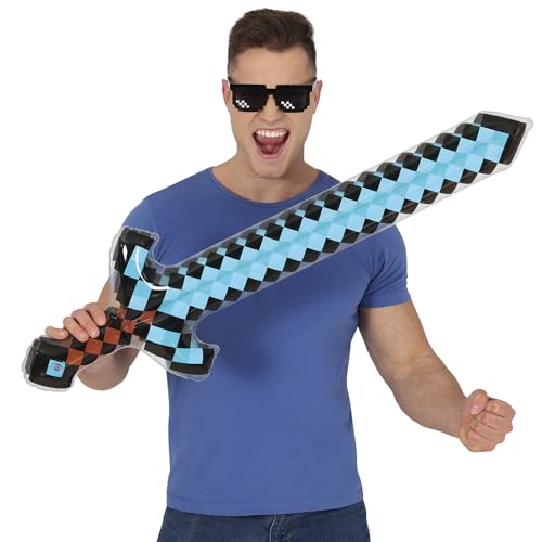 FIESTAS GUIRCA | Pixel Schwert aufblasbar (90 cm) - Spielzeugwaffe für Videospiel- und Cosplay Kostüme - Ideales Zubehör für Halloween und Karneval - Für Kinder und Erwachsene - Blau von FIESTAS GUIRCA
