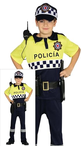 FIESTAS GUIRCA | Polizist Kostüm für Kinder (10-12 Jahre) - Enthält Hemd, Gürtel, Mütze und Hose - Offiziers Kostüme für Halloween, Karneval und Polizeifeste - Ideal für Jungen - Schwarz und Gelb von FIESTAS GUIRCA