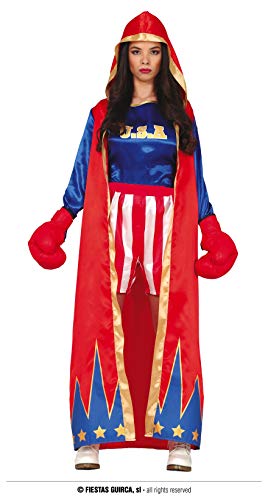 Fiestas GUiRCA Power Frau Boxer Kostüm Damen - Größe M 38 – 40 - Erwachsene Kostüm inkl. Boxer Mantel mit Kapuze, USA Oberteil u. Hose - Boxerin Sportler Kostüm für Karneval, Fasching, Fastnacht Fiestas GUiRCA Power Frau Boxer Kostüm Damen - Größe M 38 – 40 - Erwachsene Kostüm inkl. Boxer Mantel mit Kapuze, USA Oberteil u. Hose - Boxerin Sportler Kostüm für Karneval, Fasching, Fastnacht von Fiestas GUiRCA