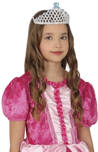 FIESTAS GUIRCA | Prinzessinnen Diadem mit Blauem Herz (Einheitsgröße) - Kinder Zubehör für Prinzessinnen Kostüm - Ideal für Mädchenpartys und Feiern - Silber von FIESTAS GUIRCA