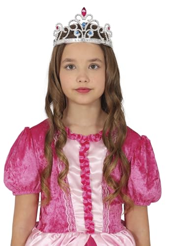 FIESTAS GUIRCA | Prinzessinnen Diadem mit Silbersteinen (Einheitsgröße) - Kinder Zubehör für Prinzessinnen Kostüm - Ideal für Mädchenpartys und Feiern - Silber von FIESTAS GUIRCA