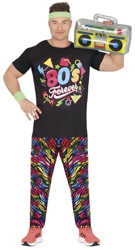 FIESTAS GUIRCA Regenbogen 80er Jahre Karneval Kostüm Herren – Buntes Shirt u. Glänzende Regenbogen Hose – 90er Trainingsanzug, Kostüm Herren Trainingsanzug, Retro Trainingsanzug Bad Taste Party von FIESTAS GUIRCA