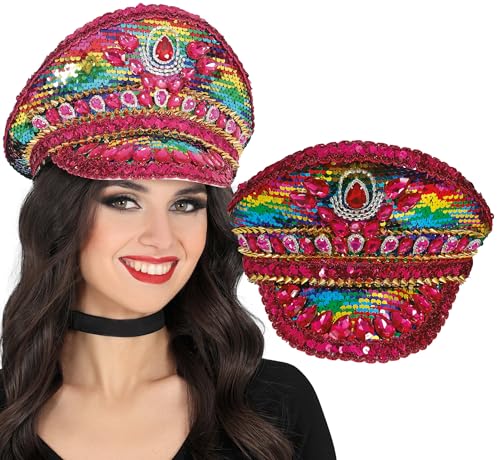 FIESTAS GUIRCA | Rosa Polizeihut mit bunten Steinen - Kostümzubehör für Karneval- und Halloween-Partys - Ideal für Erwachsene Unisex - Rosa FIESTAS GUIRCA | Rosa Polizeihut mit bunten Steinen - Kostümzubehör für Karneval- und Halloween-Partys - Ideal für Erwachsene Unisex - Rosa von FIESTAS GUIRCA