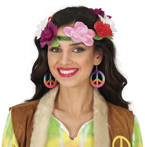 FIESTAS GUIRCA | Rosen Blumenkranz (20 cm) - Zubehör für Kostüm von mittelalterlicher Prinzessin, Fee oder Hippie - Ideal für Sommerpartys, Graduierungen und 60er Jahre - Damen - Rosa und Rot von FIESTAS GUIRCA