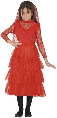 FIESTAS GUIRCA | Rote Braut Halloween Kostüm Kinder (7-9 Jahre) - Horror Film Kostüm für Karneval Fasching inkl. Rotes Hochzeitskleid und Schleier - Film Kostüm Kinder Halloween Mädchen - Rot von FIESTAS GUIRCA