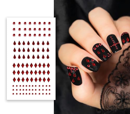 FIESTAS GUIRCA | Rote Nagelaufkleber (6x9 cm) - Aufkleber zur Nageldekoration - Halloween-Make-up und Kostümparty-Dekoration - Ideal für Erwachsene - Rot von FIESTAS GUIRCA