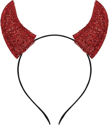 FIESTAS GUIRCA | Roter Glitter Teufelshörner Haarreif - Kostümzubehör für Frauen - Ideal für Halloween, Karneval und Teufels- und Dämonen Kostümpartys - Rot von FIESTAS GUIRCA