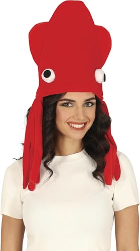 FIESTAS GUIRCA | Roter Tintenfisch Hut (Einheitsgröße) - Lustiger Hut für Meerestier Kostüme - Ideal für Kostümpartys, Karneval und Halloween - Unisex Zubehör für Erwachsene - Rot von FIESTAS GUIRCA