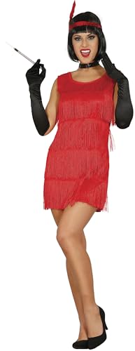 FIESTAS GUIRCA Rotes 20er Jahre Kostüm Damen – Kurzes Rotes Fransenkleid u. Gatsby Stirnband mit Feder – 20er Jahre Kleid Charleston Faschingskostüm Erwachsene Damen Größe S 34-36 von FIESTAS GUIRCA