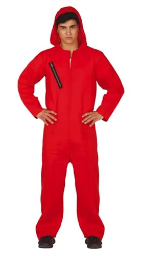 FIESTAS GUIRCA | Rote Kapuze Häftling Kostüm für Erwachsene (54-56/XL) - Kapuze und Overall - Gefangenen- und Dieb Kostüme für Halloween, Karneval und Filmfeste - Ideal für Erwachsene - Rot von FIESTAS GUIRCA