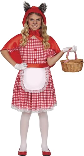 FIESTAS GUIRCA | Rotkäppchen Halloween Kostüm Kinder (5-6 Jahre) - Märchen Kostüm Karneval Fasching inkl. Kleid mit Schürze und Umhang - Kostüm Kinder Halloween Mädchen - Rot von FIESTAS GUIRCA