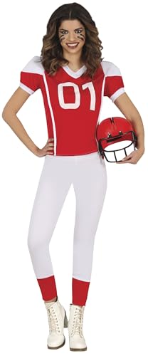 FIESTAS GUIRCA Rugby Girl Kostüm Damen - American Football Kostüm - Rote Quarterback Uniform - Faschingskostüm Erwachsene Damen Größe M 36-38 FIESTAS GUIRCA Rugby Girl Kostüm Damen - American Football Kostüm - Rote Quarterback Uniform - Faschingskostüm Erwachsene Damen Größe M 36-38 von FIESTAS GUIRCA